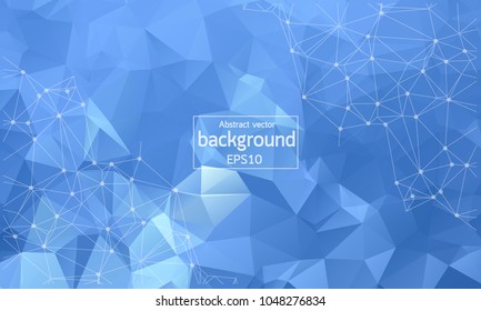 Abstract Blue white  Polygonal Space Background with Connecting Dots and Lines.  Connection structure. Vector science background. Polygonal vector background. Futuristic HUD background.