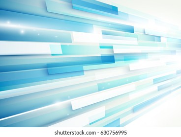 Abstract blue and white rectangles motion technology digital hi tech concept background