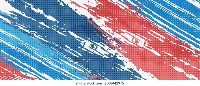 Abstract blue, white and red background with grunge brush strokes. eps 10