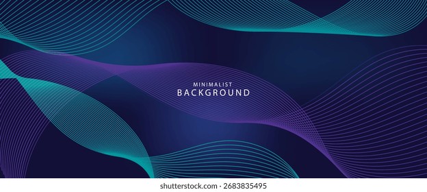 Abstrato azul, branco, vermelho, escuro, fundo gradiente de ouro com linhas brilhantes ondas. Plano de fundo minimalista para banner, cartaz, capa, folheto, folheto, site, Cena luz azul no fundo escuro.