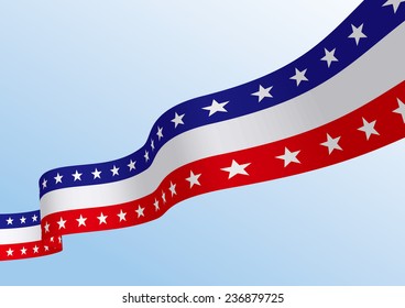 Abstract blue white red waving ribbon flag / Patriotic wave, vector 