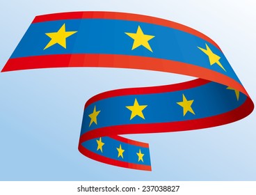 Abstract blue white red waving ribbon flag / Patriotic wave, vector