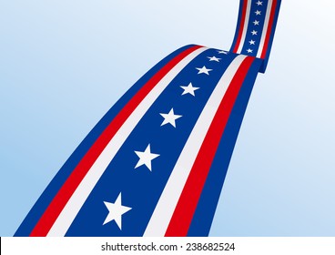Abstract blue white red waving ribbon flag / Patriotic wave, vector