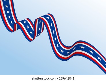 Abstract blue white red waving ribbon flag / Patriotic wave, vector