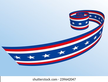 Abstract blue white red waving ribbon flag / Patriotic wave, vector