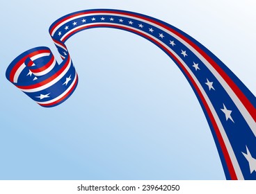Abstract blue white red waving ribbon flag / Patriotic wave, vector