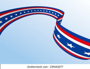 Abstract blue white red waving ribbon flag / Patriotic wave, vector