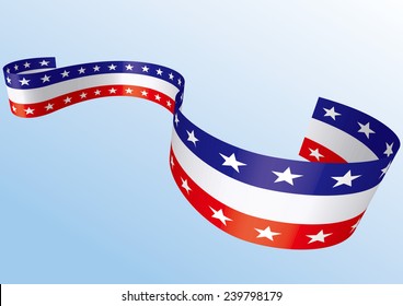 Abstract blue white red waving ribbon flag / Patriotic wave, vector