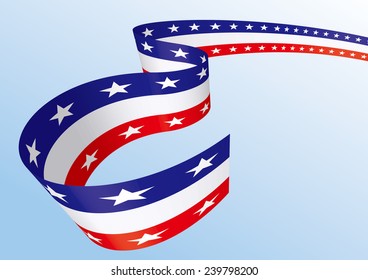 Abstract blue white red waving ribbon flag / Patriotic wave, vector