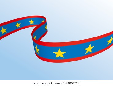 Abstract blue white red waving ribbon flag / Patriotic wave, vector