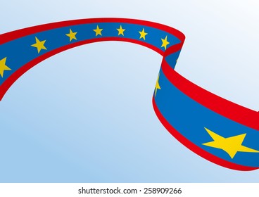 Abstract blue white red waving ribbon flag / Patriotic wave, vector