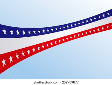 Abstract blue white red waving ribbon flag / Patriotic wave, vector