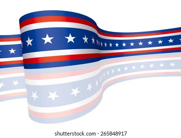 Abstract blue white red waving ribbon flag / Patriotic wave, vector