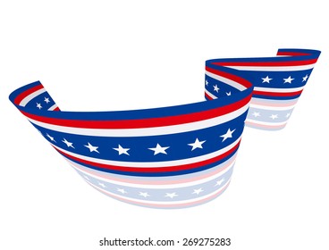 Abstract blue white red waving ribbon flag / Patriotic wave, vector