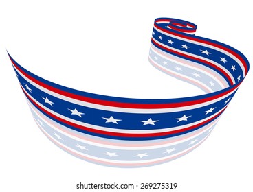 Abstract blue white red waving ribbon flag / Patriotic wave, vector