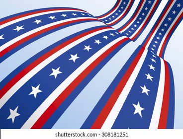 Abstract blue white red waving ribbon flag / Patriotic wave, vector