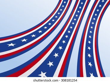 Abstract blue white red waving ribbon flag / Patriotic wave, vector