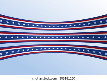 Abstract blue white red waving ribbon flag / Patriotic wave, vector