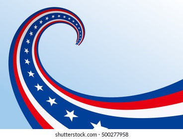 Abstract blue white red waving ribbon flag / Patriotic wave, vector