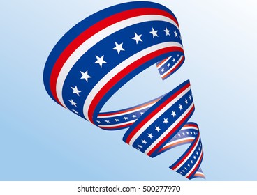 Abstract blue white red waving ribbon flag / Patriotic wave, vector