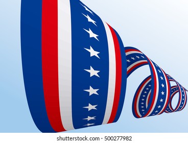 Abstract blue white red waving ribbon flag / Patriotic wave, vector
