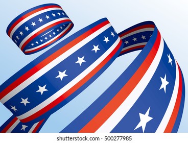 Abstract blue white red waving ribbon flag / Patriotic wave, vector