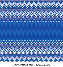Abstract blue and white seamless knitting christmass pattern background