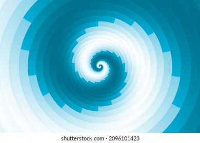 Abstract blue and white Spiral Or Swirl 3d style Fibonacci spiral background. Vector illustration.