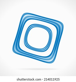 Abstract blue white blue square ribbon flag 