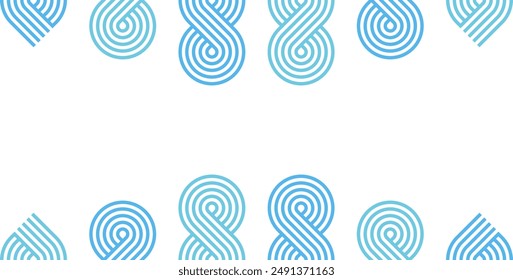 abstract blue white stripe line. geometric pattern frame set. loop design elements. retro styled infinity concept.