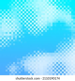 Abstract blue and white transparent mosaic style background. Vector illustration.