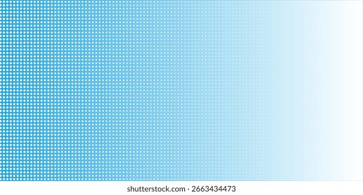 Textura de degradado de semitono de Vector azul y blanco abstracto. ilustración de fondo de puntos blancos simples.