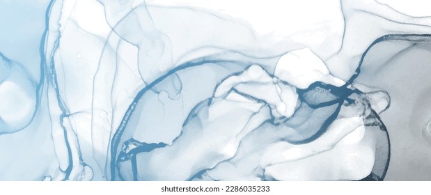 Abstract blue and white vector texture background for banner, cover design, poster, cover, banner, flyer, cards. Waves. Smoke. Hand-drawn grunge illustration. Futuristic template for design. Fluid art