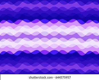 Abstract blue, white and violet geometric vector background design with waves. Seamless pattern with horizontal curved stripes. Water ripple concept. Cover design, magazine, brochure or flier design.