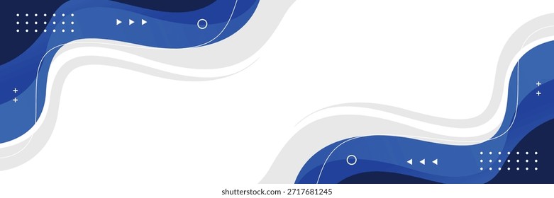 Abstract blue and white wave background with geometric shapes, suitable for modern templates, business banners, brochures, flyers, presentations, web, and headers
