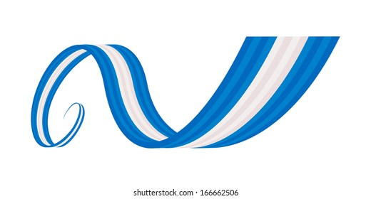 Abstract Blue White Blue Waving Ribbon Flag