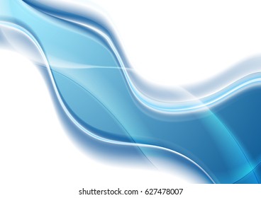 Abstract blue and white wavy background. Vector illustration