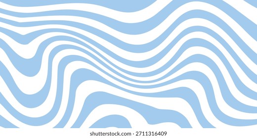 Abstract Blue and White Wavy Line Pattern - Seamless Vector Background Design.