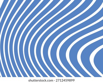 Abstract blue and white wavy line pattern background with flowing curved stripes and modern geometric optical design
