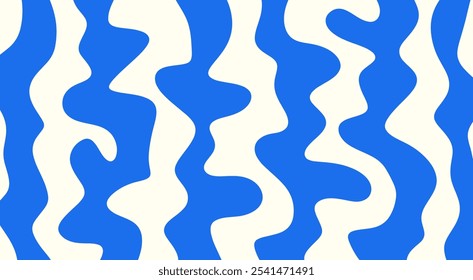 Fundo abstrato de padrão ondulado azul e branco. Design moderno de onda de fluido. Linhas azuis minimalistas fluindo.