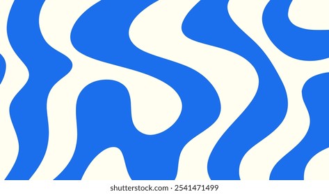 Fundo abstrato de padrão ondulado azul e branco. Design moderno de onda de fluido. Linhas azuis minimalistas fluindo.