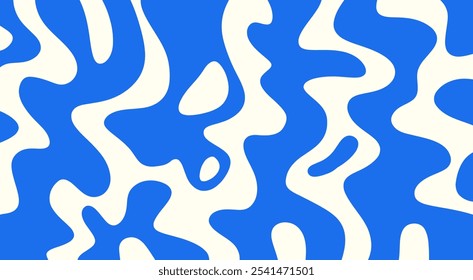 Fundo abstrato de padrão ondulado azul e branco. Design moderno de onda de fluido. Linhas azuis minimalistas fluindo.