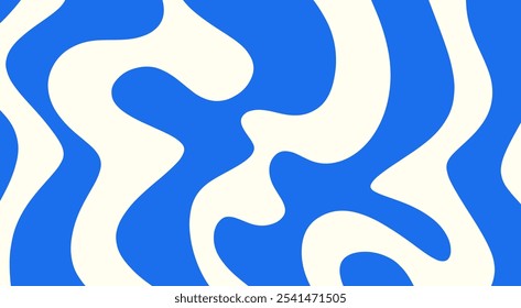 Fundo abstrato de padrão ondulado azul e branco. Design moderno de onda de fluido. Linhas azuis minimalistas fluindo.