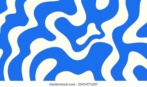 Fundo abstrato de padrão ondulado azul e branco. Design moderno de onda de fluido. Linhas azuis minimalistas fluindo.