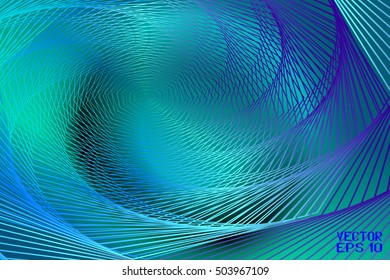 Abstract Blue Wicker Pattern. Geometric Spatial Structure  and Scenic Stairs. Vector. 3d Illustration