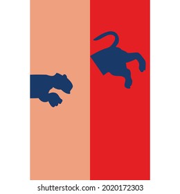 Abstract blue wild cat, vector