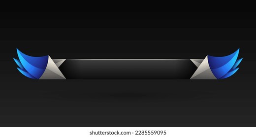 Abstract blue wings border lower third game gui screen title banner template