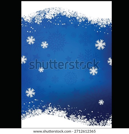 Abstract Blue Winter Background with White Snow and Falling Snowflakes Vector
