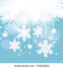 Abstrakter blauer Weihnachtshintergrund mit Schneeflocken