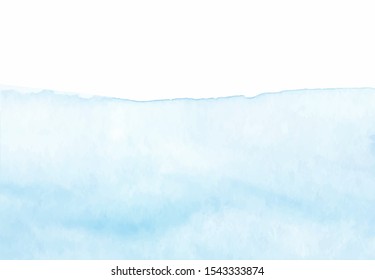 Abstract blue winter snow background, hand painted blue watercolor texture, vector illustration. Place for text.